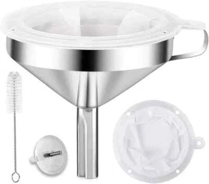 Stainless Steel Food Funnel W/Strainer & 200Mesh Filter Transferring Canning Oil - Picture 1 of 6