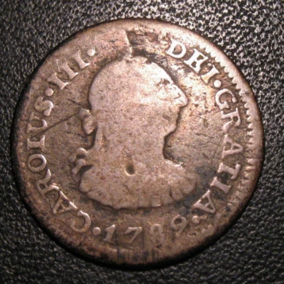 Monedas Coloniales Antiguas 1789 Plata 1/2 REAL MÉXICO Foto 1 de 2