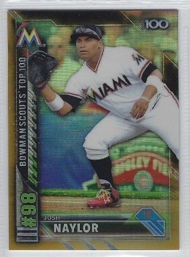 Josh Naylor GOLD REF RC /50 2016 Bowman Chrome SCOUT'S TOP 100 #98 Indians - Image 1 of 1