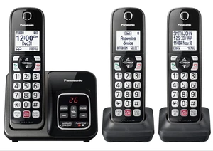 Panasonic KX-TGD833M Cordless 3 Handset Caller ID with Answering Machine, Black - Zdjęcie 1 z 8