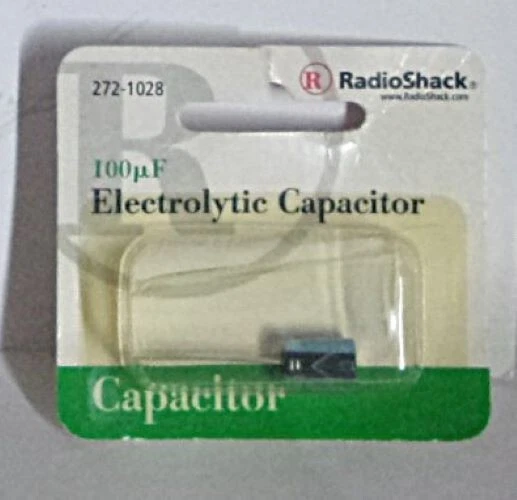 Condensador electrolítico Radio Shack #272-1028 100 p.F (microfarads) NUEVO Foto 1 de 1