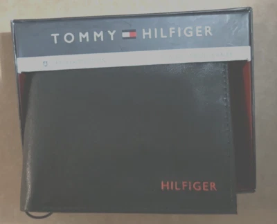 TOMMY HILFIGER Hombres Cuero Negro Cartera y Valet Doble Pliegue RFID Logo $49.50 Foto 1 de 4