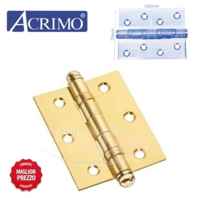 PEZZI 2 CERNIERA CUSCINETTI A SFERA OTTONATA A 100 x B 75 ACRIMO PORTA A LIBRO - Immagine 1 di 2