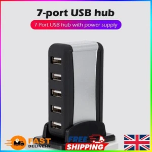 Hub USB Vertical Multi 7 Puertos USB 2.0 Divisor con Adaptador de Corriente para PC - Imagen 1 de 14