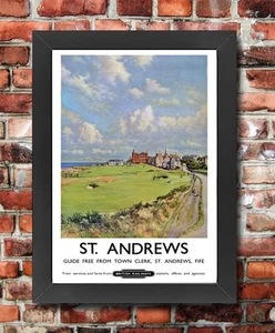 TX166 Vintage St. Andrews Scotland Railway Framed Travel Tourism Poster A3/A4 - Picture 1 of 1