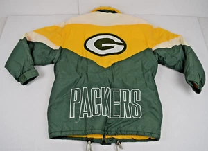 Vintage NFL Jacket Game Day Size M 90s Green Bay Packers Cinch Waist Puffer - Picture 1 of 13