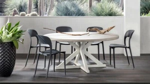 Riley Outdoor Stacking Chair - Moulded Polyresin - Charcoal or Red Colour - Picture 1 of 10
