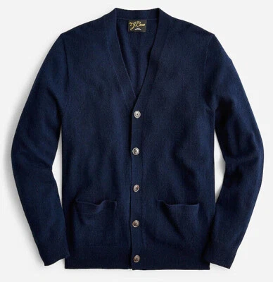 NWT J Crew 100% Cashmere V-Neck Button Up Cardigan Sweater in Navy Blue - Image 1 of 2