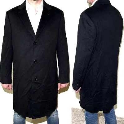 Loro Piana Saks Fifth Ave Men’s Black Wool TopCoat Over Coat 44R Large - Image 1 of 4