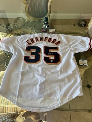 布兰登·克劳福德签名球衣和SJ巨人摇头公仔贝克特PSA/DNA认证 — 第 1/4 张图片