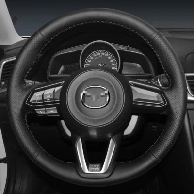 Cubierta de volante de auto cosida a mano personalizada para Mazda 3 Axela 2017 CX5 Mazda CX-9 Foto 1 de 4