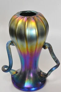 Blaue römische Vase Aurene mit Griffen Design. Geblasenes Glas - Bild 1 von 3