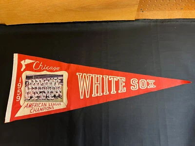 Chicago White Sox 1959 banderín vintage con imagen del equipo - Campeones de la Liga Americana - muchos HOFers Foto 1 de 4