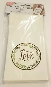 12 pc Love Bridal Shower Birthday Utensil Silverware Cutlery Holder 7.5" New - Picture 1 of 4