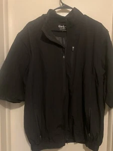 Giacca a vento Walter Hagen Hydro Halt uomo L 1/4 zip nera manica corta golf - Foto 1 di 3