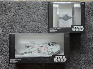 Disney Parks Star Wars Millennium Falcon & Tie Fighter Die Cast Vehicle SET OF 2 - Picture 1 of 4