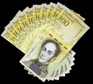 10 x Venezuela 100000 (100,000) Bolivares, 2017, P-100, aUNC banknotes /currency - Picture 1 of 2