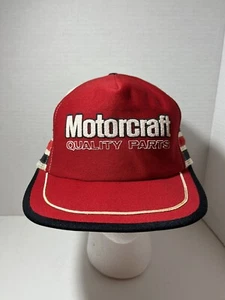 Vintage Ford Motorcraft Quality Parts 3 Stripe Trucker Snapback Hat Vintage 80’s - Picture 1 of 12