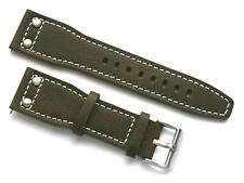 24mm Brown Rivet Style Nostalgic Leather Replacement Watch Band -  Invicta Lupah