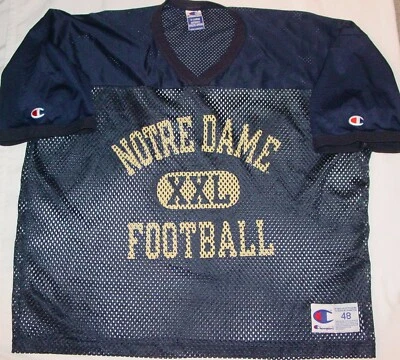 VINTAGE CHAMPION MESH NOTRE DAME IRISH FOOTBALL JERSEY - SIZE 48 - Image 1 of 2
