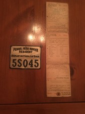 Vtg 1938 Pa Metal Plate Hunting License Game Tag Registration Card