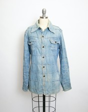 New listing
1970s Denim Jacket Pin Tucked Distressed Jean Shirt Medium