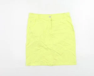Canda Womens Yellow Cotton Straight & Pencil Skirt Size 12 Button - Pockets - Picture 1 of 10