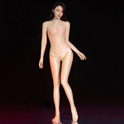 Mono sin espalda para mujer Bodystocking Body brillante Lencería sin entrepierna Traje de gato Foto 1 de 4