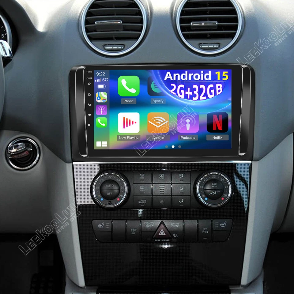 LEEKOOLUU Für Mercedes Benz ML/GL Klasse W164 X164 Android 15 Autoradio Apple Carplay GPS