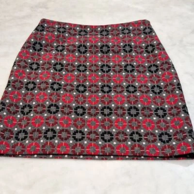 Falda Lápiz Talbots Mezcla Lana Talla 6 Rojo Gris Negro Oficina Vacaciones Forrada Mini Foto 1 de 4