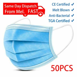 50Pc Surgical Disposable Face Mask Protective Masks 3 layer Meltblown Filter - Picture 1 of 3