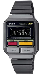 Casio Vintage Series Chrome Plated Black Unisex Watch A120WEGG-1B - Picture 1 of 1