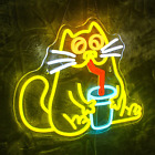 Panneau néon pour chat boisson néon panneaux bar néon pour décoration murale, drôle néon pour chat 