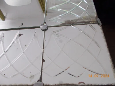 grand miroir ancien, bords biseautés, facettes, bon état - Photo 1/4