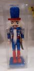 Wooden Red White Blue Glittered NUTCRACKER 8.5” Fourth 4th Of July Christmas New