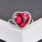 14K White Gold Plated 3Ct Heart Cut Lab Created Red Garnet Engagement Ring