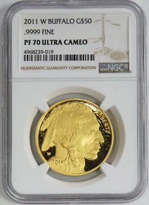 2011 W GOLD $50 AMERICAN BUFFALO 1oz COIN NGC PROOF 70 ULTRA CAMEO - Image 1 of 2