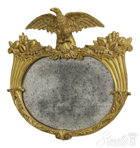 58647EC: Federal Style Gold Gilt Eagle Carved Looking Glass Mirror Cover