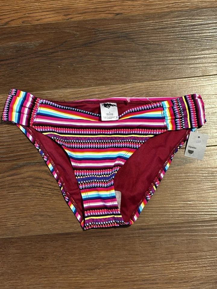 Traje de baño Mossimo para mujer parte inferior talla S multicolor a rayas hipster NUEVO Foto 1 de 4