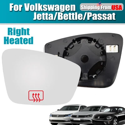 Espejo retrovisor lateral derecho de vidrio térmico para VW Passat Jetta Beetle 11-19 diestro Foto 1 de 4