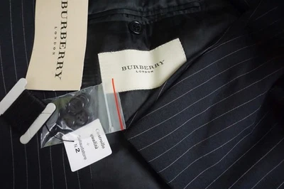 Burberry London Charcoal Pinstriped Silk Blend 2 Pc Suit Jacket Pants Sz 38R NEW - Image 1 of 4