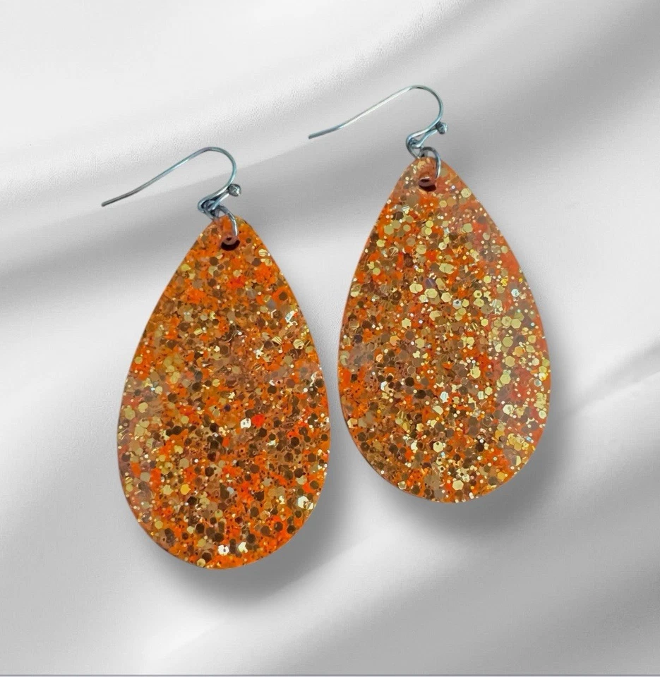 Pendientes colgantes de resina naranja gota de té brillantes pendientes de moda para mujer joyería Foto 1 de 1