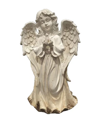 Ceramic Garden Female Angel Statue 11" White/Ivory - Image 1 of 2