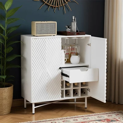 Gabinete de bar de vinos con 14 estantes para vinos y soporte para vidrio estante ajustable aparador buffet Foto 1 de 4