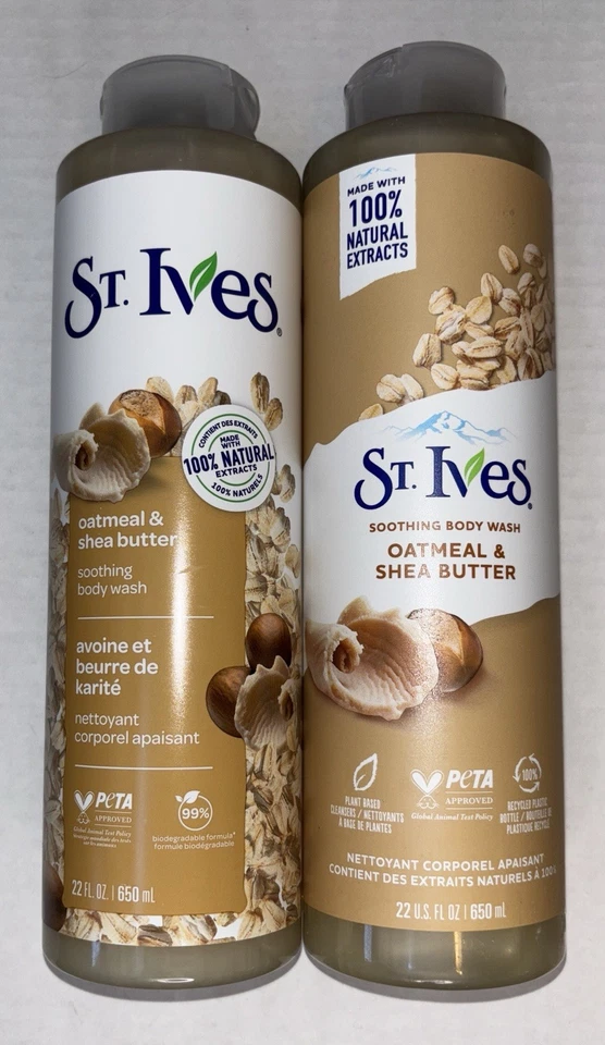 Jabón corporal calmante St. Ives para mujer, avena y manteca de karité, 22 fl oz lote de 2 Foto 1 de 1