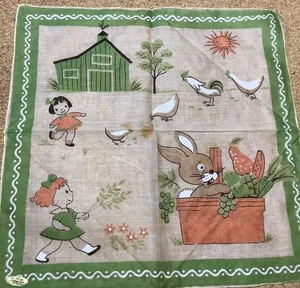 Vintage Taschentuch Kinder Hase Werbeauge - Bild 1 von 1