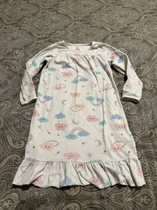 Carter's Girl 's Soft Fleece Cloud Print Nightgown, Gown Size 6-7 - Picture 1 of 4