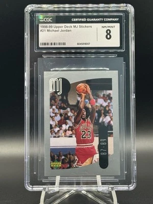 1998 upper deck international MJ Stickers # 21 Michael Jordan CGC 8 Low POP - Image 1 of 2