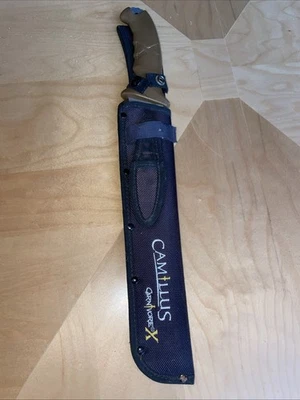 "Cuchillo machete de titanio Camillus Carnivore X hoja dentada 18"" con funda buena" Foto 1 de 4