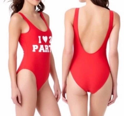 Traje de baño de una pieza rojo No Boundaries I Love To Party talla XL Foto 1 de 4